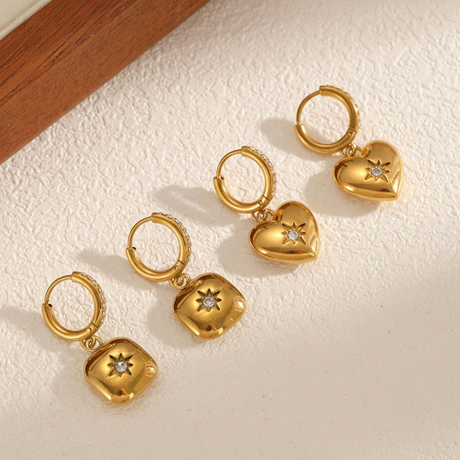 Ardent Heart | CZ Drop Heart Huggies