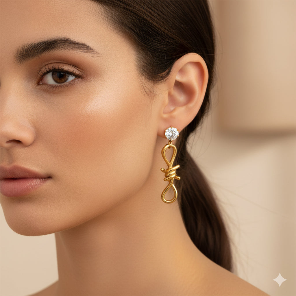 Ropea Twist | CZ Rope-Link Earrings