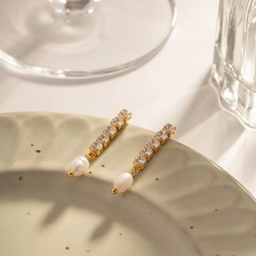 Lisse Tassel | CZ Pearl Drop Earrings