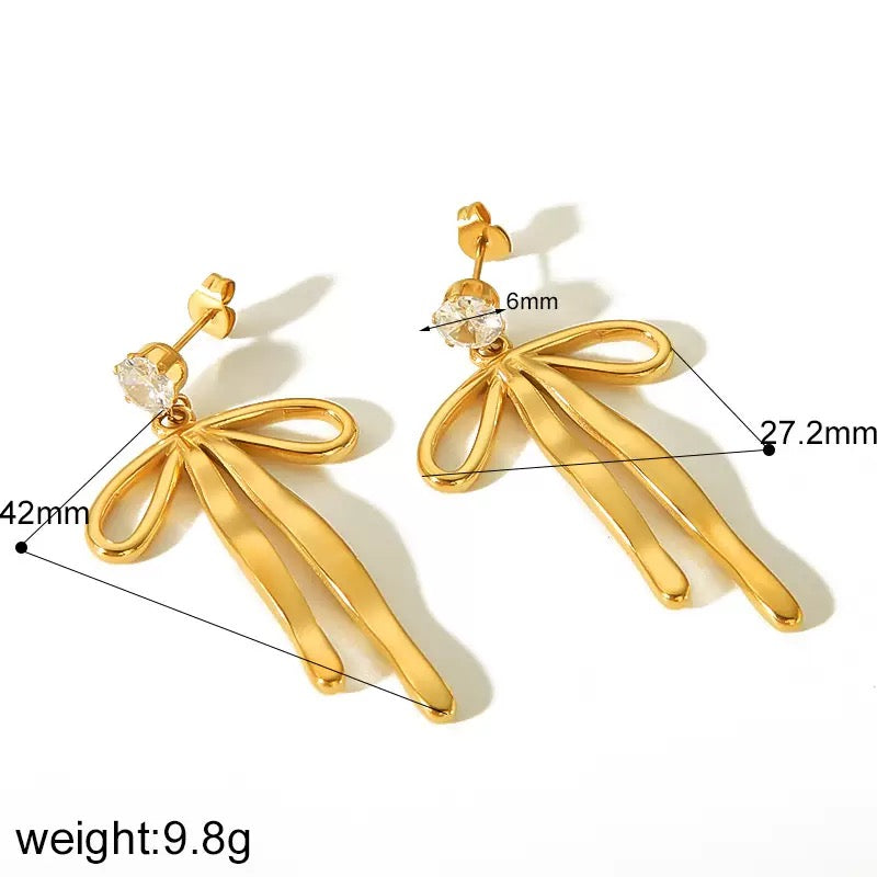 Éclat Bow | 18K Gold Ribbon Earrings