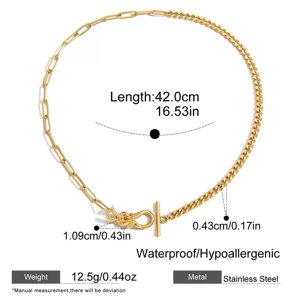 Gold bracelet with measurement details on a white background