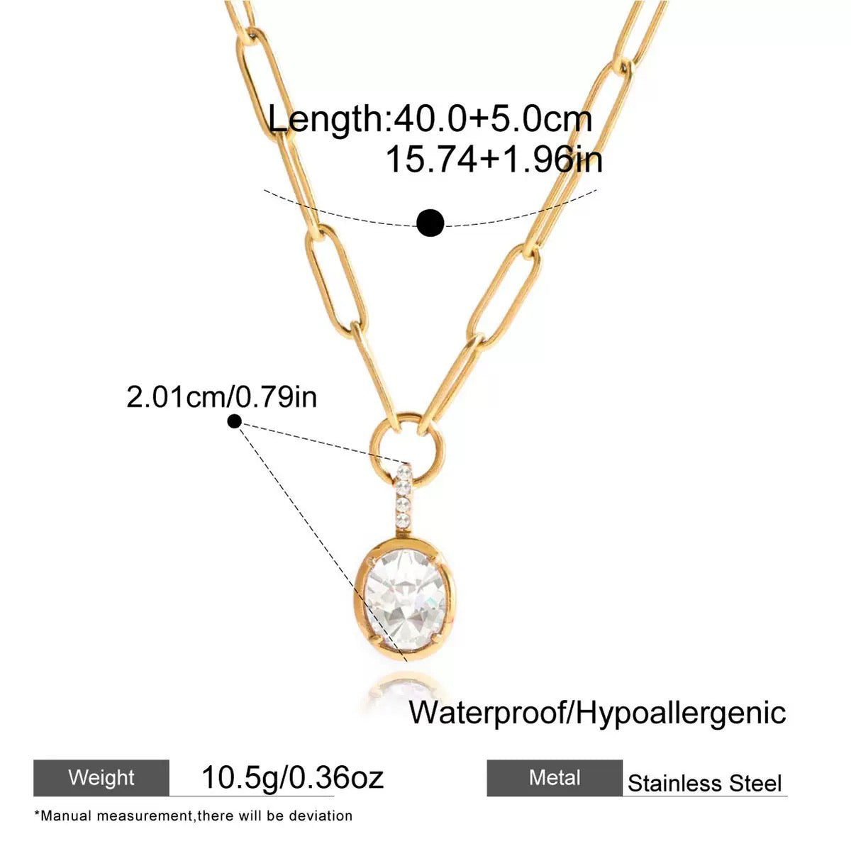 Zera Radiant | CZ Drop Pendant Mini Paper Clip Chain