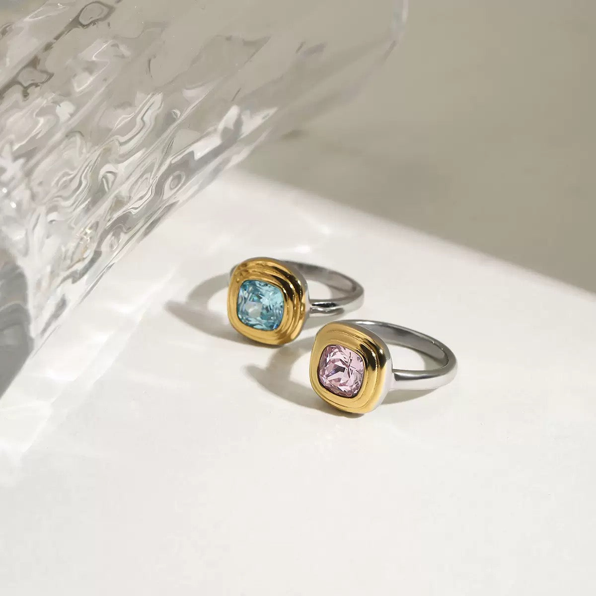 Rosayne | Pink Square Cut CZ Ring