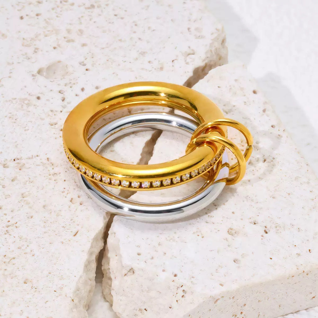 Nivara Twin Links |  CZ Inlay Ring