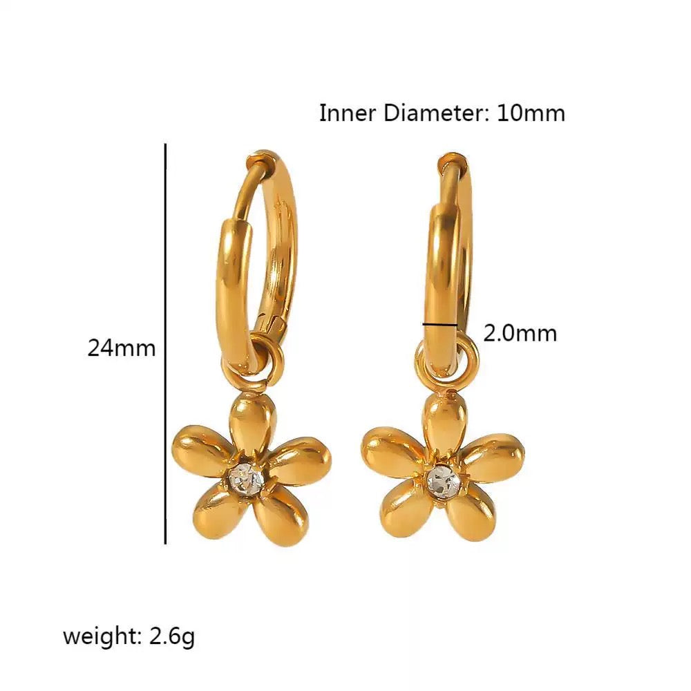 Clarity Blossom | CZ Inlaid Gold Huggies Earrings
