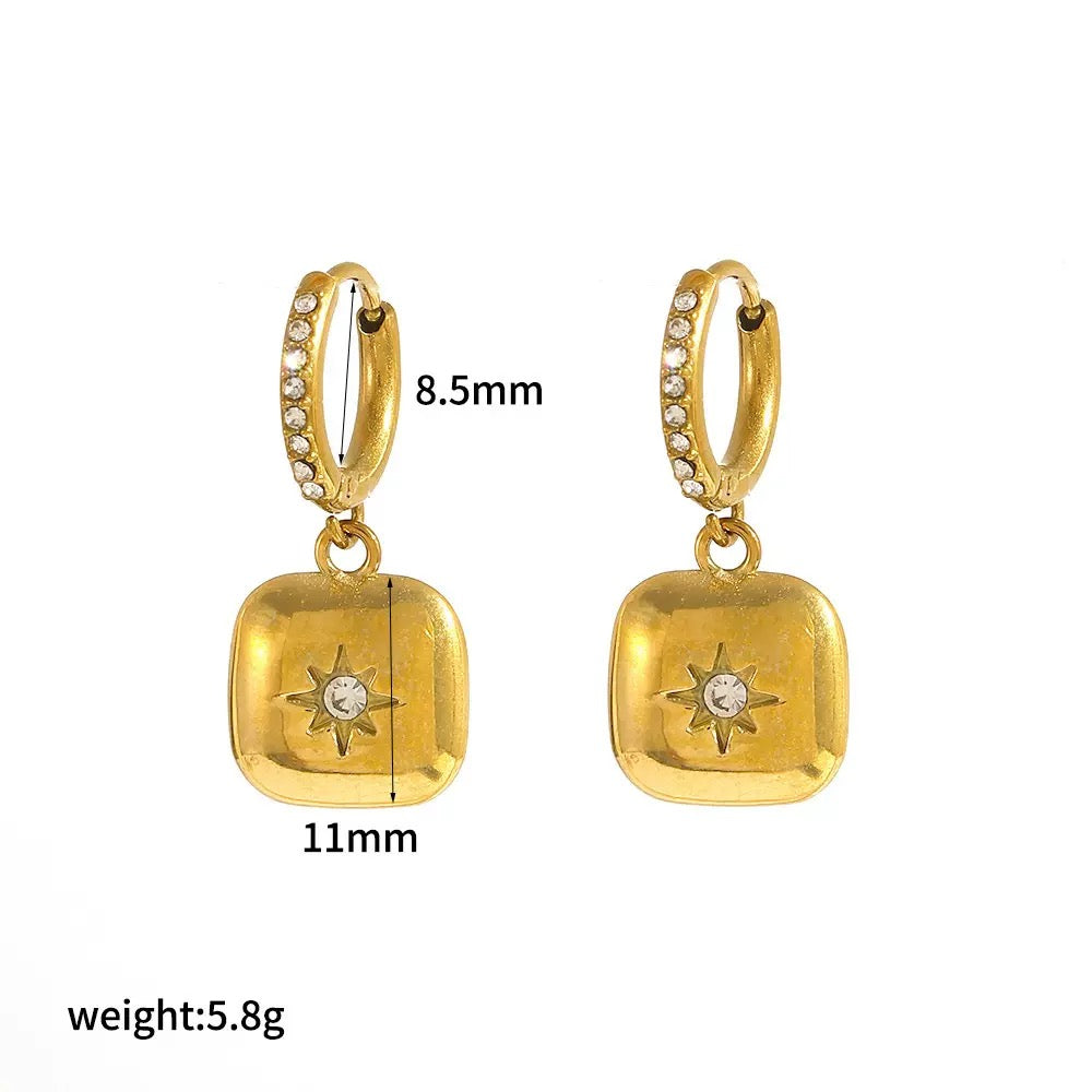 Ardent Square | Geometric CZ Drop Huggies