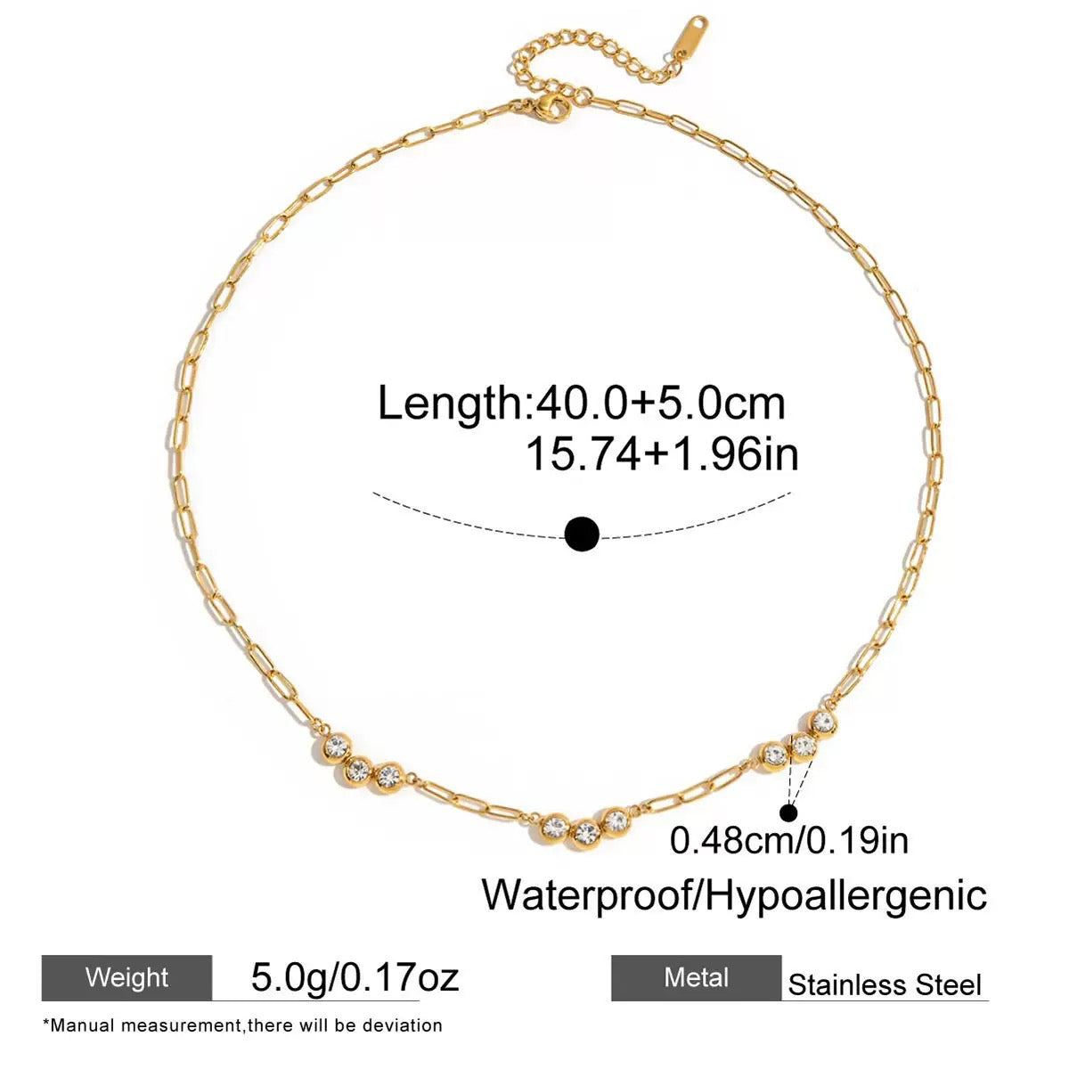 Solenne Clips | CZ Studs Mini Paper Clip Necklace