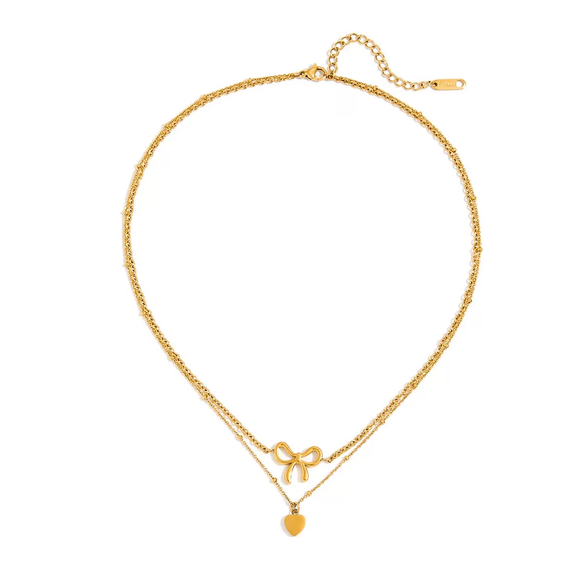 Amour Knot | Bow & Heart Layered Necklace