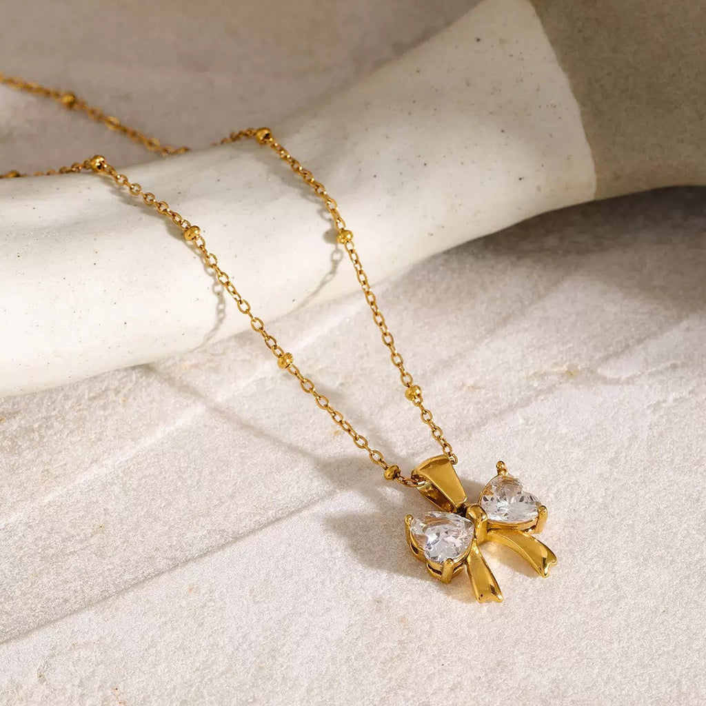 Amélie Bow | Bow CZ Pendant Necklace