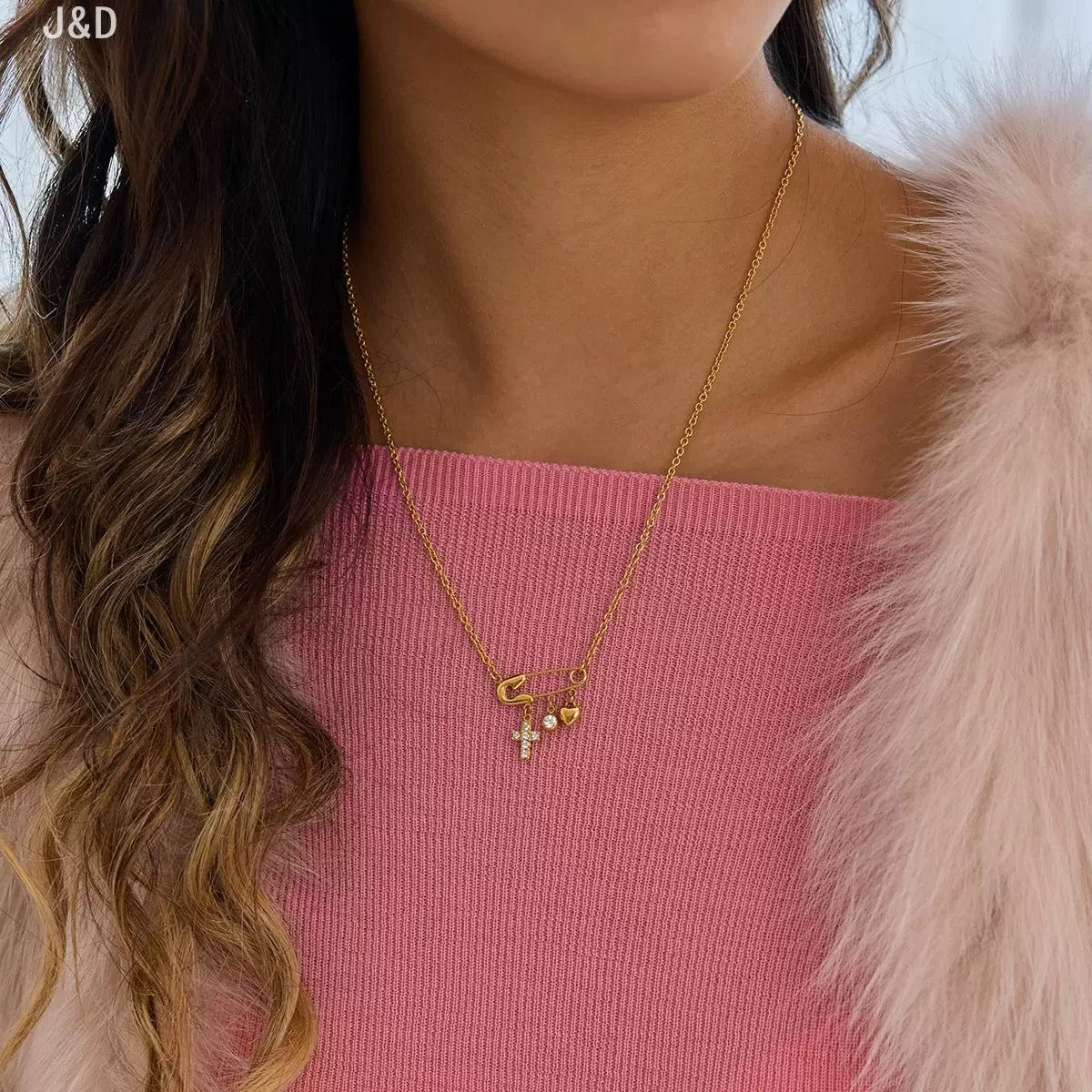 Cleo Pins | Charms Safety Pin Necklace