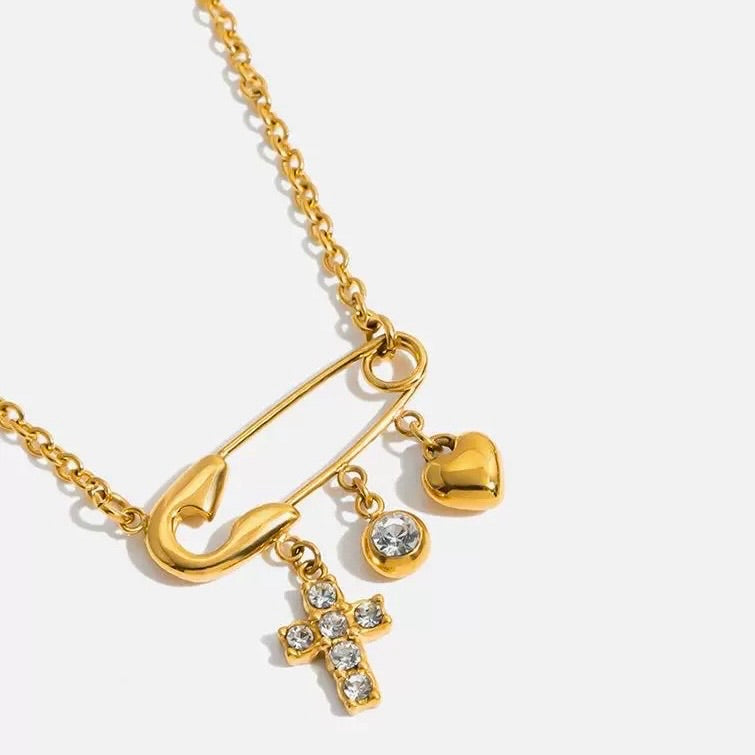 Cleo Pins | Charms Safety Pin Necklace