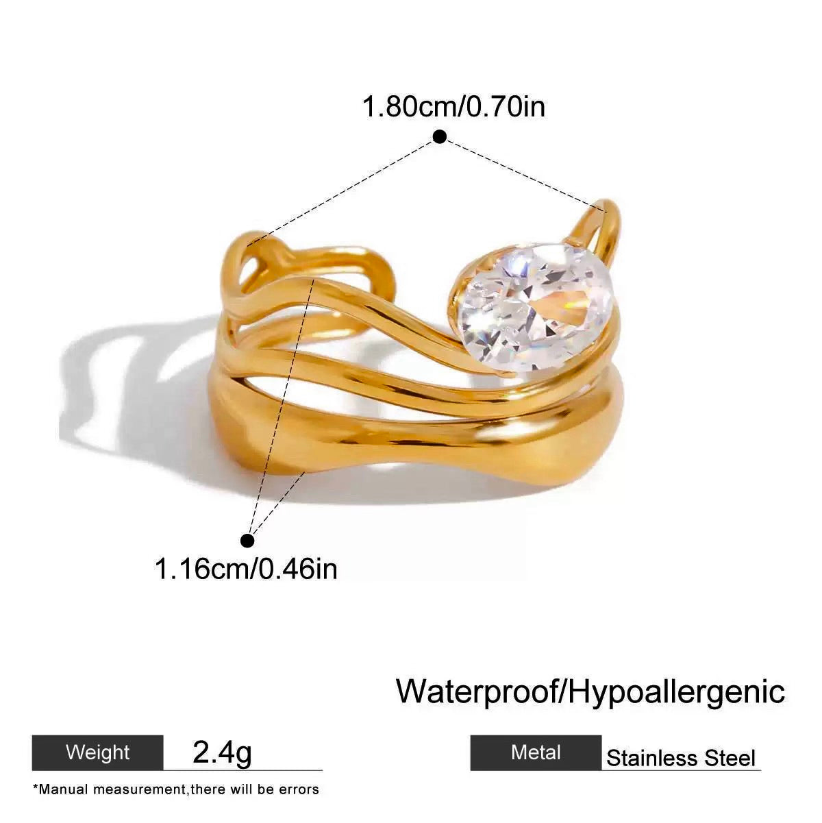 Luma Wave | Wavy CZ Ring