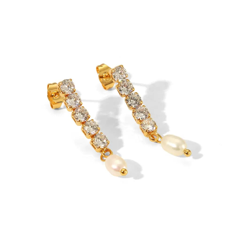 Lisse Tassel | CZ Pearl Drop Earrings