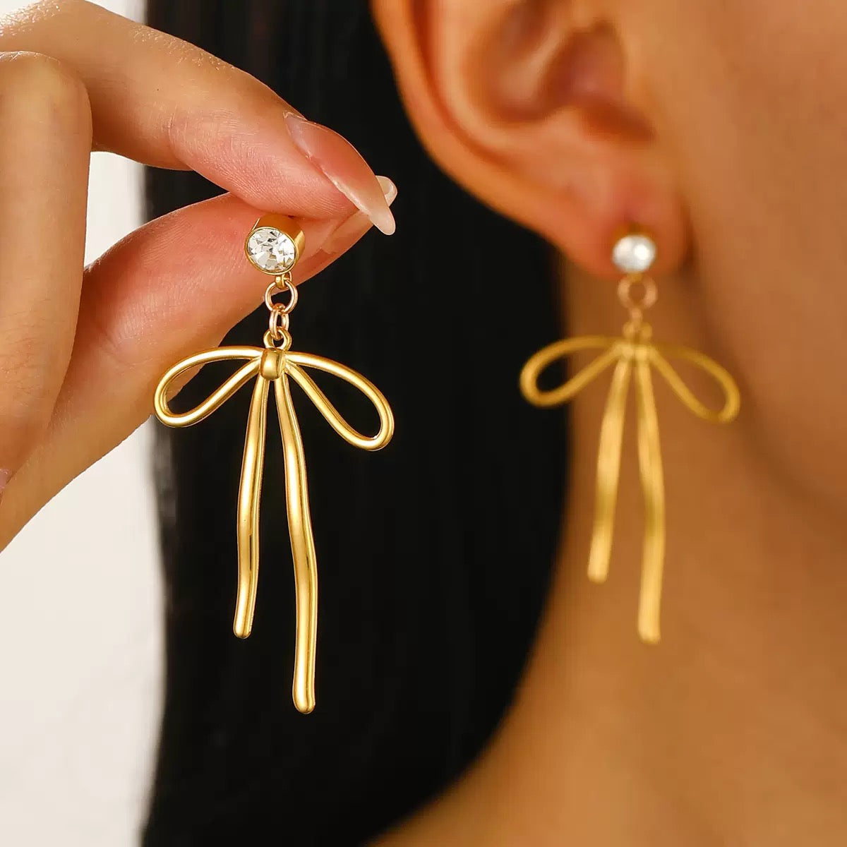Éclat Bow | 18K Gold Ribbon Earrings