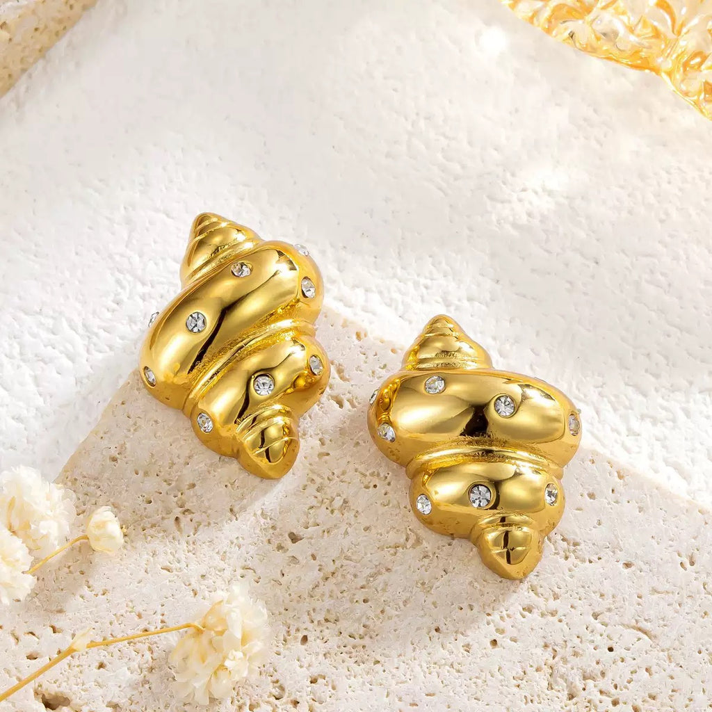 Sirène Conch | Seashell CZ Stud Earrings
